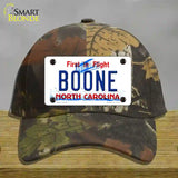 Boone North Carolina Novelty License Plate Hat Cotton / Camoflauge