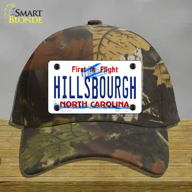 Hillsbourgh North Carolina Novelty License Plate Hat Cotton / Camoflauge