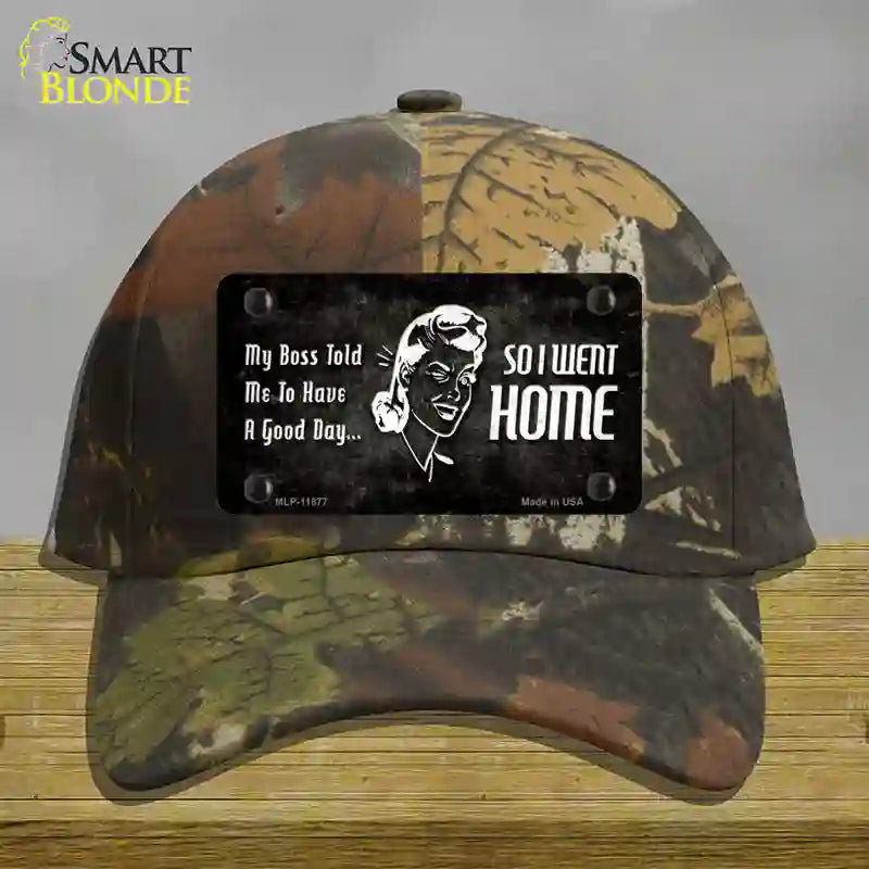 So I Went Home Novelty License Plate Hat Cotton / Camoflauge