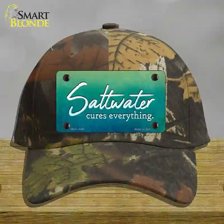 Saltwater Cures Everything Novelty License Plate Hat Cotton / Camoflauge