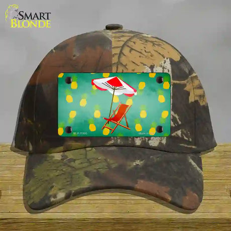 Chair and Umbrella Novelty License Plate Hat Cotton / Camoflauge