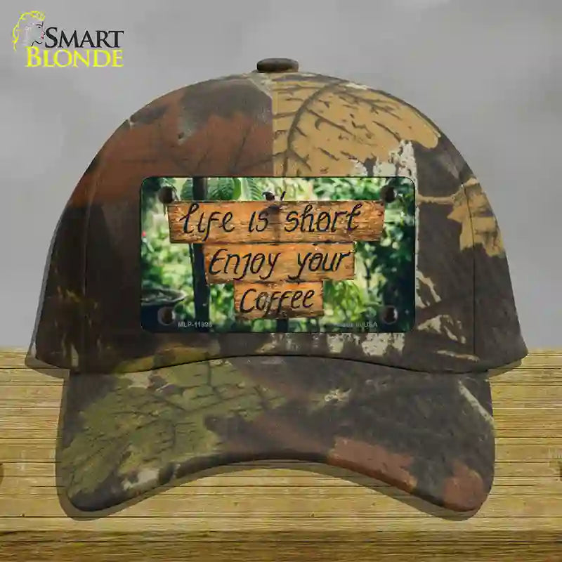 Enjoy Your Coffee Novelty License Plate Hat Cotton / Camoflauge