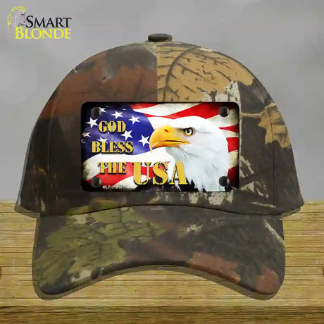 God Bless The USA Novelty License Plate Hat Cotton / Camoflauge