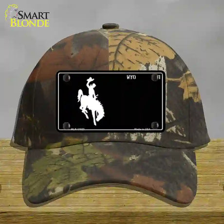 Wyoming Black Novelty License Plate Hat Cotton / Camoflauge