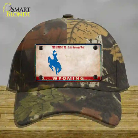 Wyoming Rusty Novelty License Plate Hat Cotton / Camoflauge