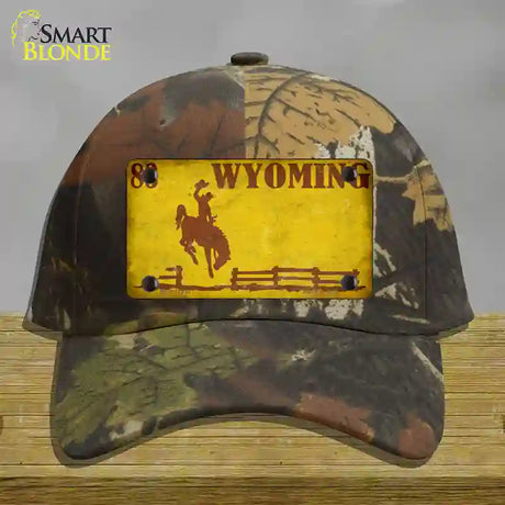 Wyoming Yellow Rusty Novelty License Plate Hat Cotton / Camoflauge