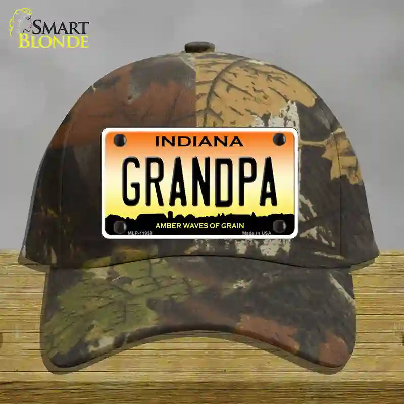 Indiana Grandpa Novelty License Plate Hat Cotton / Camoflauge