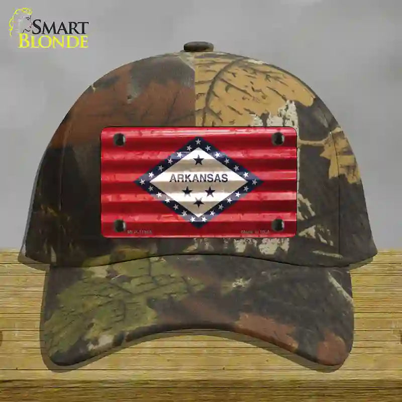 Arkansas Corrugated Flag Novelty License Plate Hat Cotton / Camoflauge