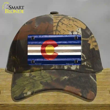 Colorado Corrugated Flag Novelty License Plate Hat Cotton / Camoflauge