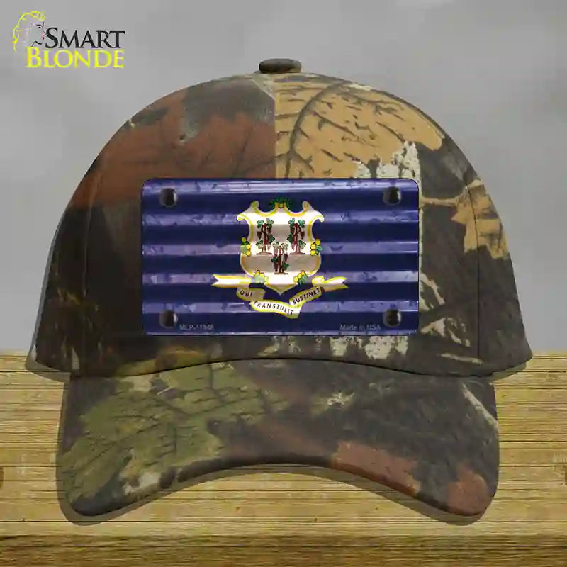 Connecticut Corrugated Flag Novelty License Plate Hat Cotton / Camoflauge