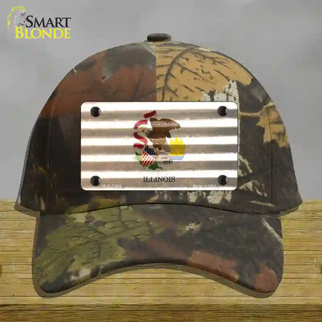 Illinois Corrugated Flag Novelty License Plate Hat Cotton / Camoflauge