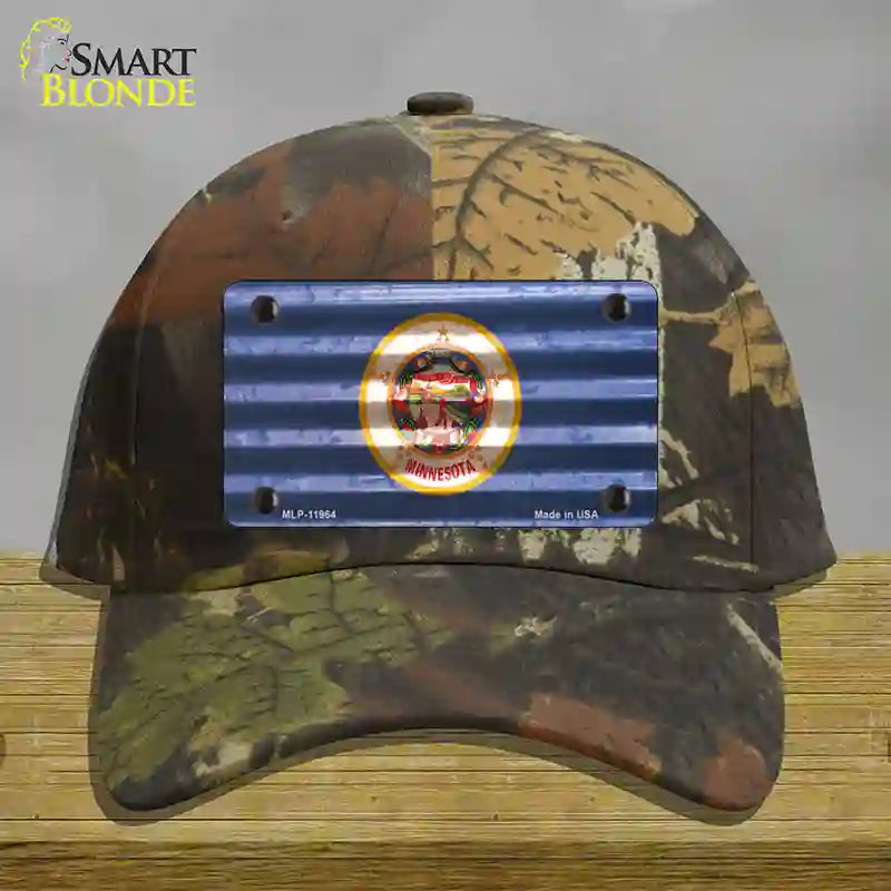 Minnesota Corrugated Flag Novelty License Plate Hat Cotton / Camoflauge