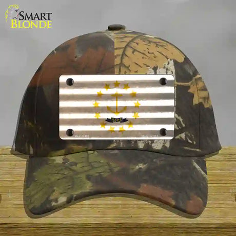 Rhode Island Corrugated Flag Novelty License Plate Hat Cotton / Camoflauge