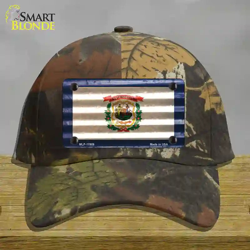 West Virginia Corrugated Flag Novelty License Plate Hat Cotton / Camoflauge