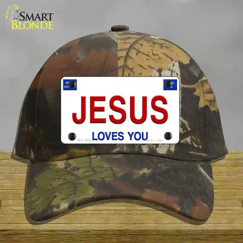 Jesus Loves You Novelty License Plate Hat Cotton / Camoflauge