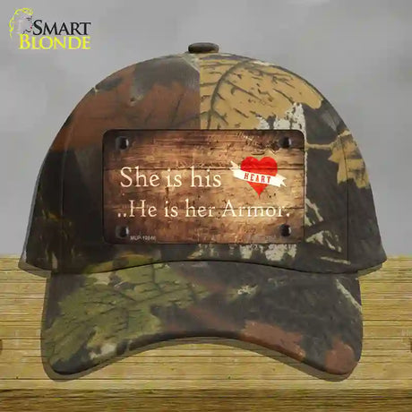 His Heart Her Armor Novelty License Plate Hat Cotton / Camoflauge