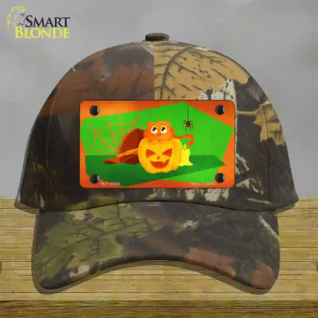 Pumpkin Kitty Novelty License Plate Hat Cotton / Camoflauge