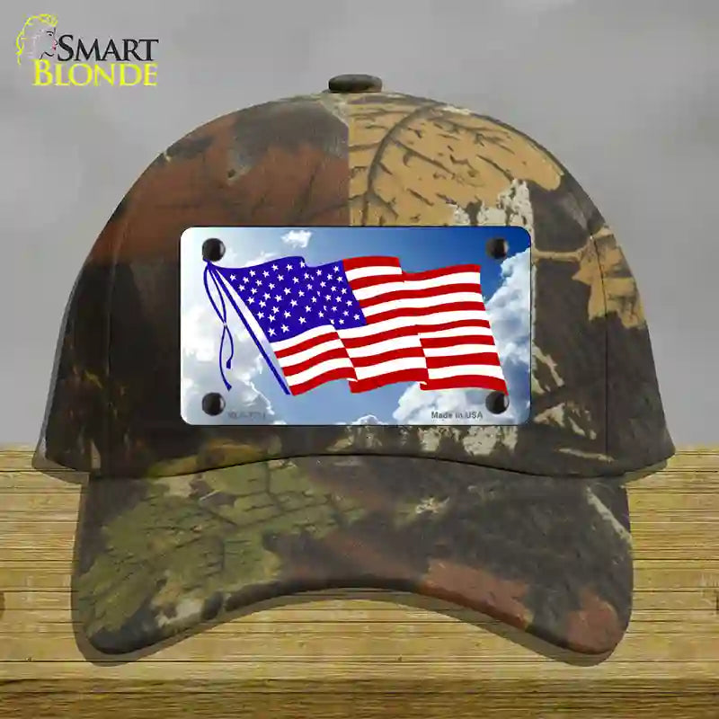 American Flag Cloud Novelty License Plate Hat Cotton / Camoflauge