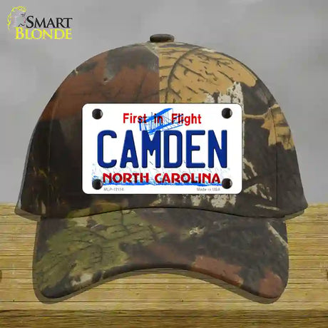 Camden North Carolina State Novelty License Plate Hat Cotton / Camoflauge