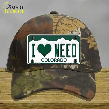 I Love Weed Colorado Novelty License Plate Hat Cotton / Camoflauge