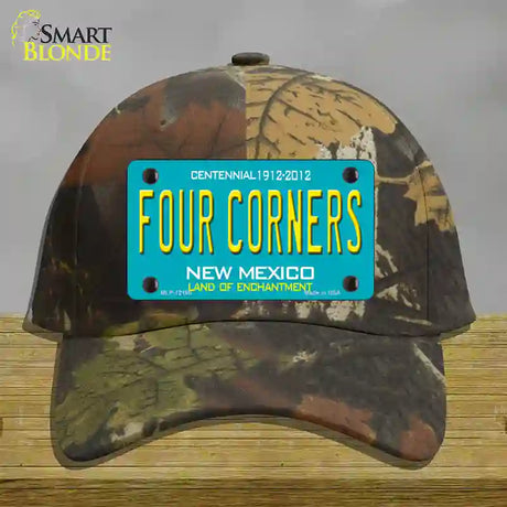 Four Corners Teal New Mexico Novelty License Plate Hat Cotton / Camoflauge