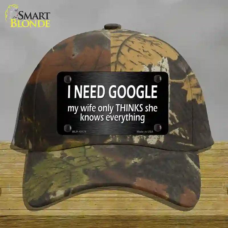 I Need Google Novelty License Plate Hat Cotton / Camoflauge