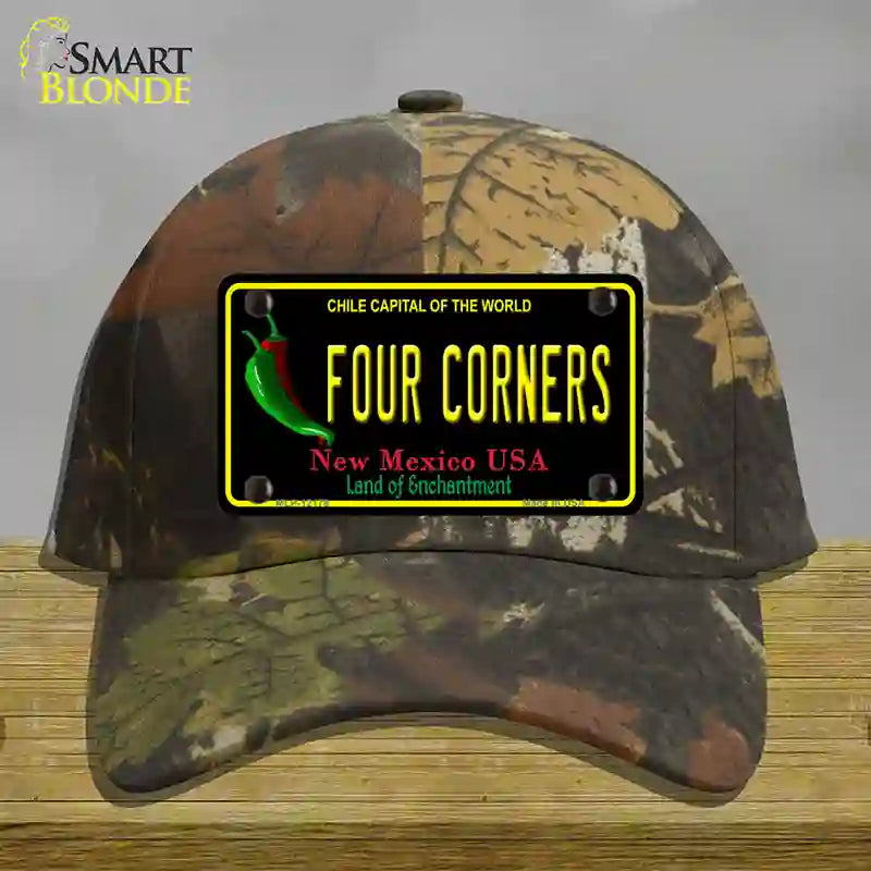 Four Corners New Mexico Black Novelty License Plate Hat Cotton / Camoflauge