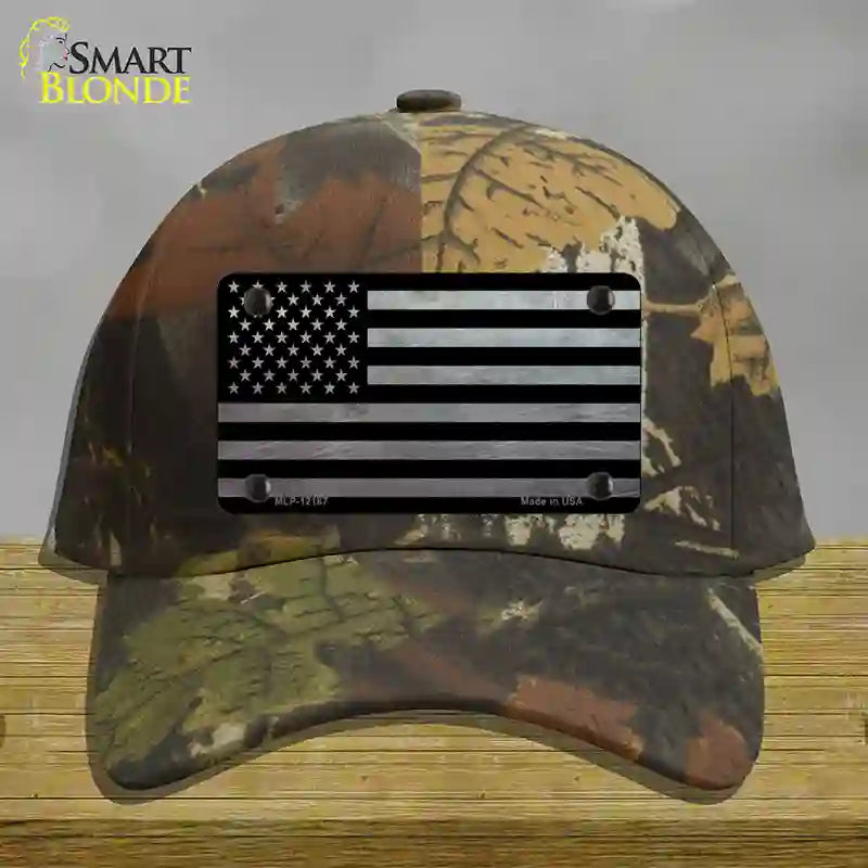 American Flag Black and Gray Novelty License Plate Hat Cotton / Camoflauge