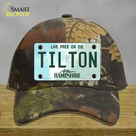 Tilton New Hampshire Novelty License Plate Hat Cotton / Camoflauge