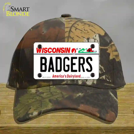 Badgers Wisconsin Novelty License Plate Hat Cotton / Camoflauge