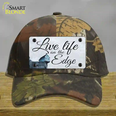 Live Life on the Edge Novelty License Plate Hat Cotton / Camoflauge