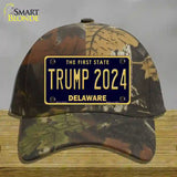 Trump 2024 Delaware Novelty License Plate Hat Cotton / Camoflauge