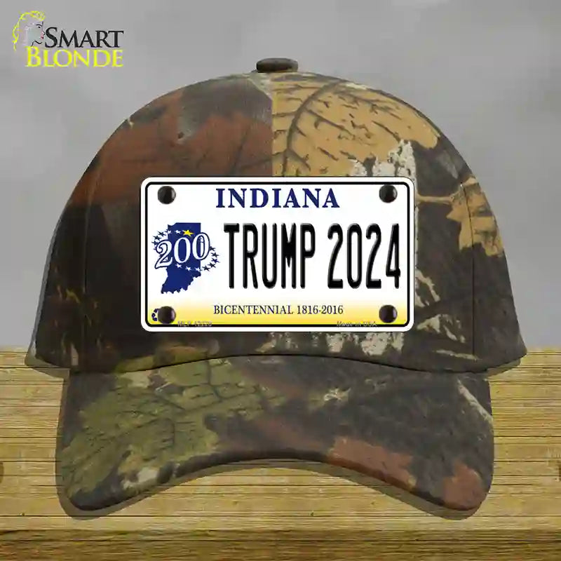 Trump 2024 Indiana Novelty License Plate Hat Cotton / Camoflauge