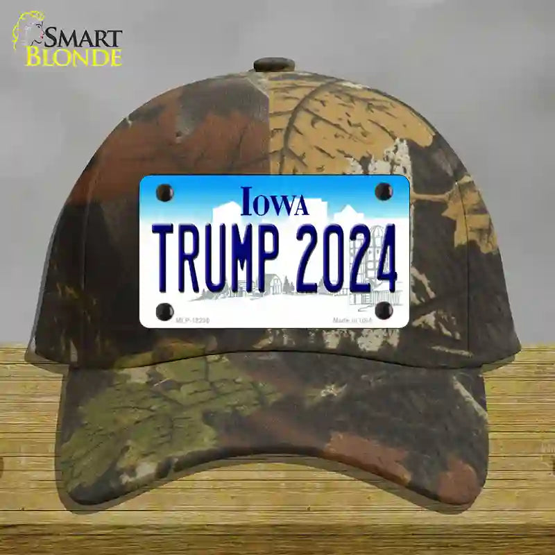 Trump 2024 Iowa Novelty License Plate Hat Cotton / Camoflauge