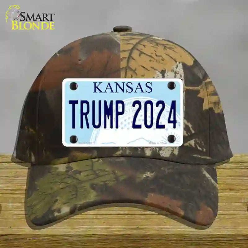 Trump 2024 Kansas Novelty License Plate Hat Cotton / Camoflauge