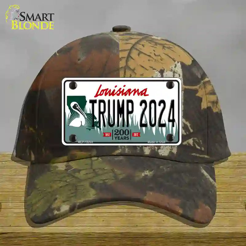 Trump 2024 Louisiana Novelty License Plate Hat Cotton / Camoflauge