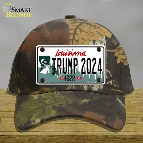 Trump 2024 Louisiana Novelty License Plate Hat Cotton / Camoflauge