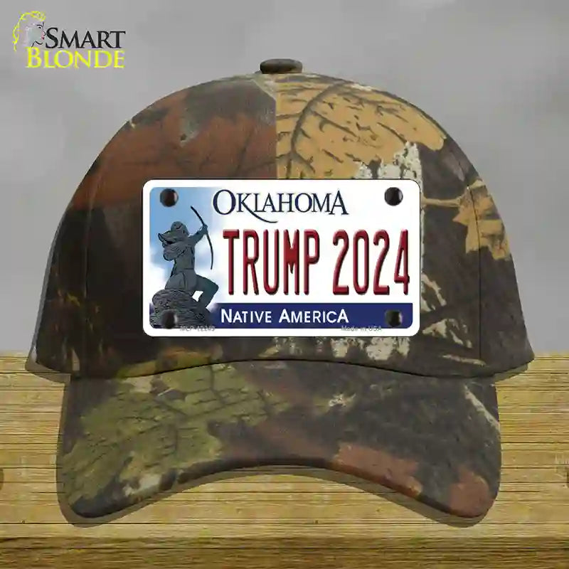 Trump 2024 Oklahoma Novelty License Plate Hat Cotton / Camoflauge