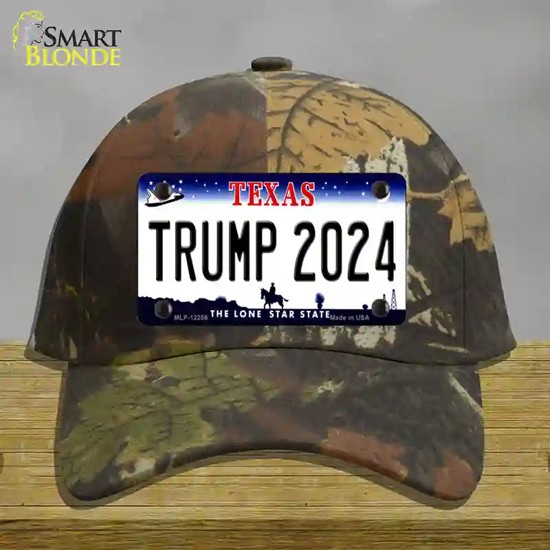 Trump 2024 Texas Novelty License Plate Hat Cotton / Camoflauge