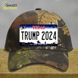 Trump 2024 Texas Novelty License Plate Hat Cotton / Camoflauge