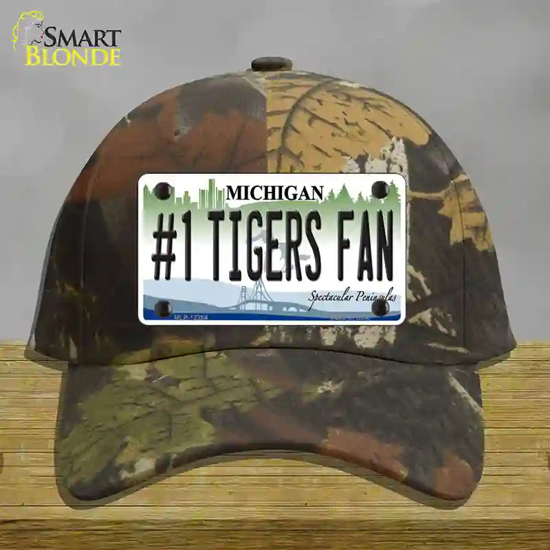 Number 1 Tigers Fan Michigan Novelty License Plate Hat Cotton / Camoflauge