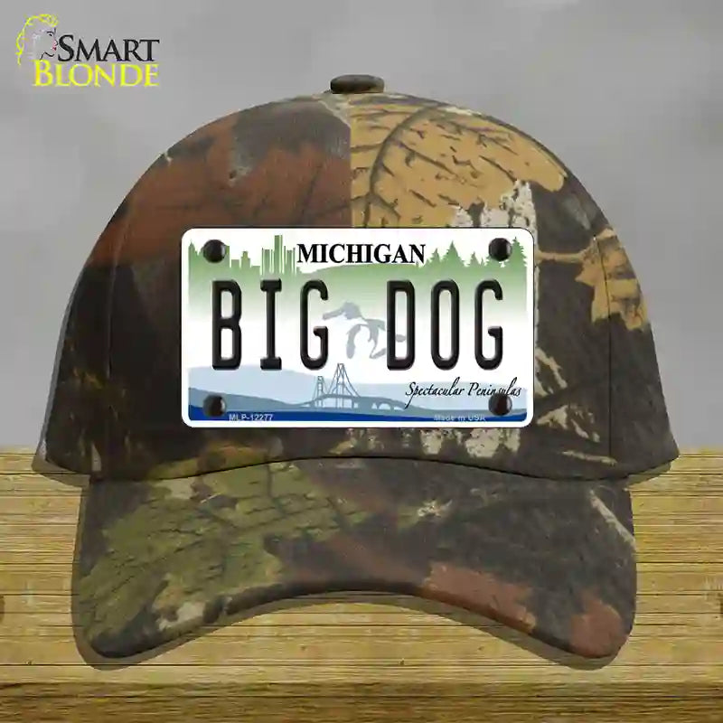 Michigan Big Dog Novelty License Plate Hat Cotton / Camoflauge