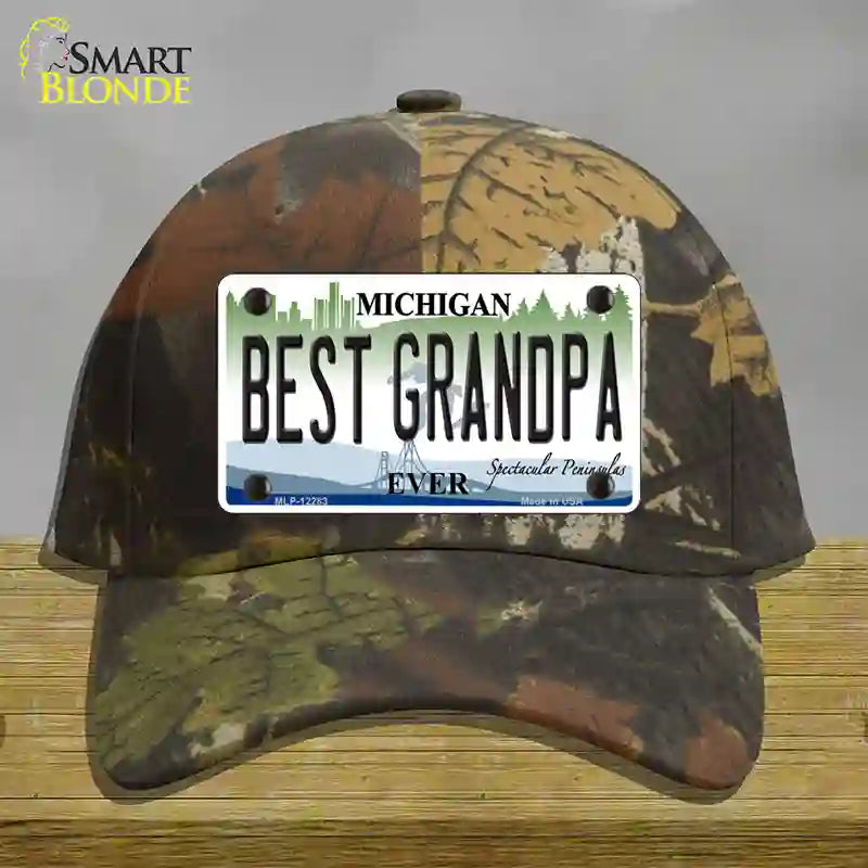 Michigan Best Grandpa Novelty License Plate Hat Cotton / Camoflauge