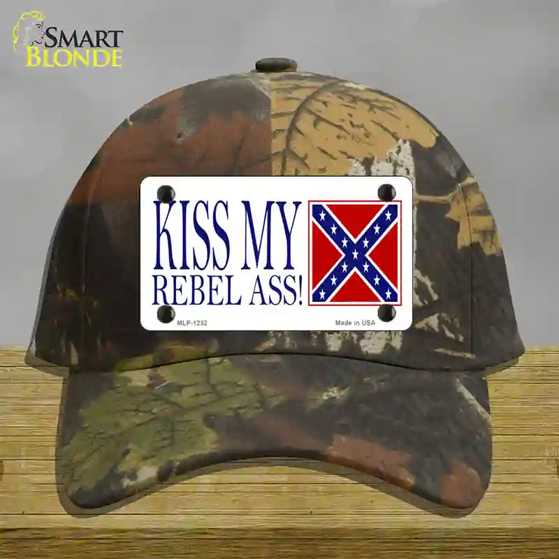 Kiss My Rebel Ass Novelty License Plate Hat Cotton / Camoflauge