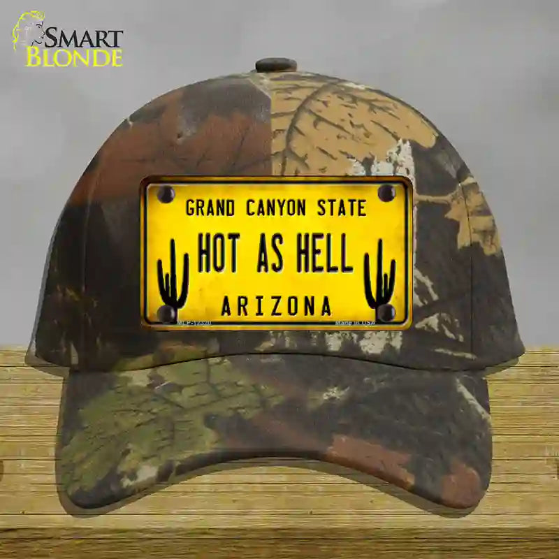 Arizona Hot as Hell Novelty License Plate Hat Cotton / Camoflauge