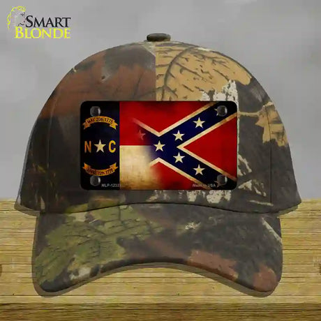 NC | Confederate Flag Novelty License Plate Hat Cotton / Camoflauge