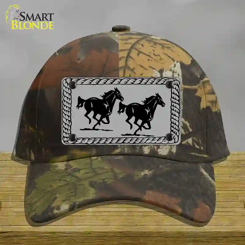 Two Running Horses Novelty License Plate Hat Cotton / Camoflauge