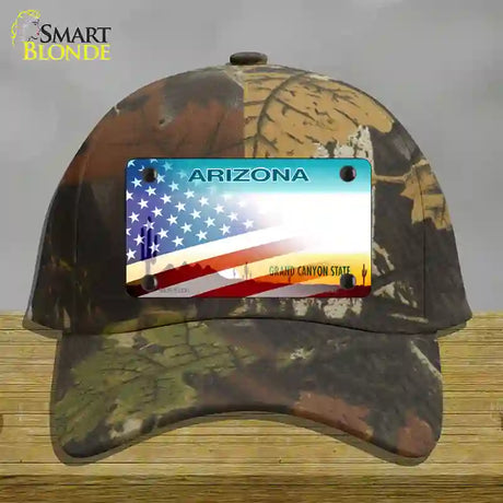 Arizona with American Flag Novelty License Plate Hat Camo Cotton