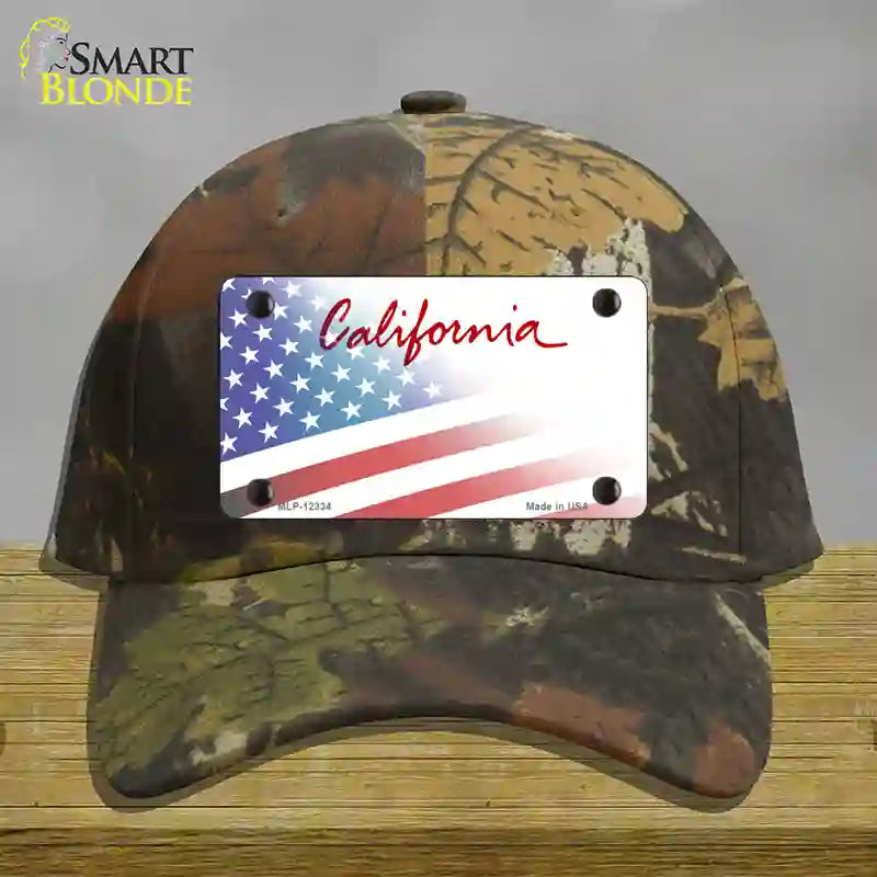 California Plate American Flag Novelty License Plate Hat Cotton / Camoflauge