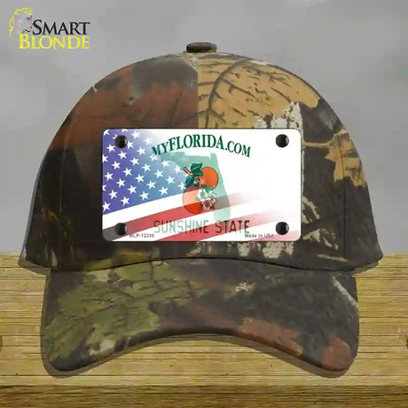 Florida with American Flag Novelty License Plate Hat Cotton / Camoflauge